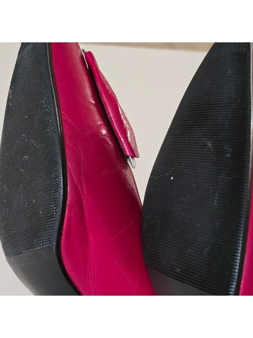 Vintage 80s leather pointed toe pumps with bow - Picture 9 of 12